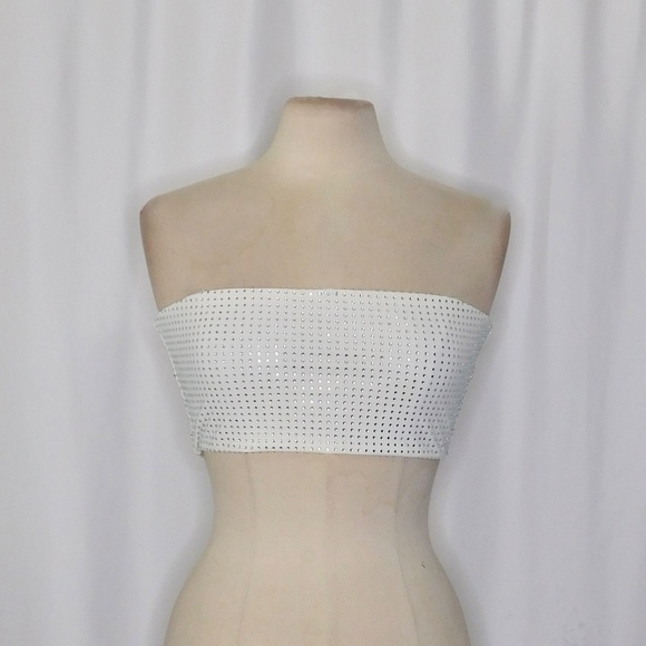 NWT!! WEWOREWHAT Crystal Bandeau Top Studded Rhinestones Bridal Glam Large - Picture 4 of 16